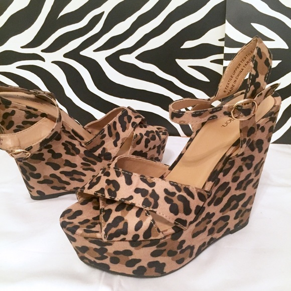 leopard wedge platform sandals